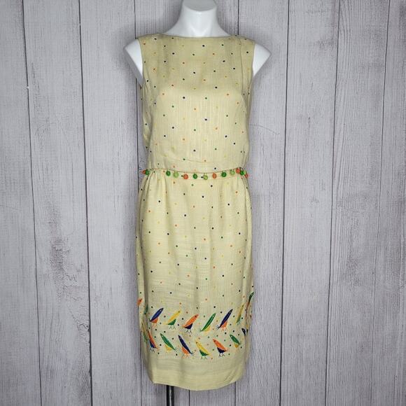 VTG 60s IN THE MINX MOOD PomPom Embroidered Bird 2 Piece...